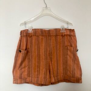 Anthropologie | Orange Striped Paper Bag Shorts